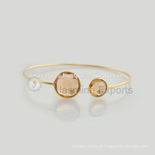 Handmade 925 Sterling Silver Gold Plated Gemstone Bracelets Atacado Melhor Qualidade Bezel Pulseiras Jóias Fornecedor